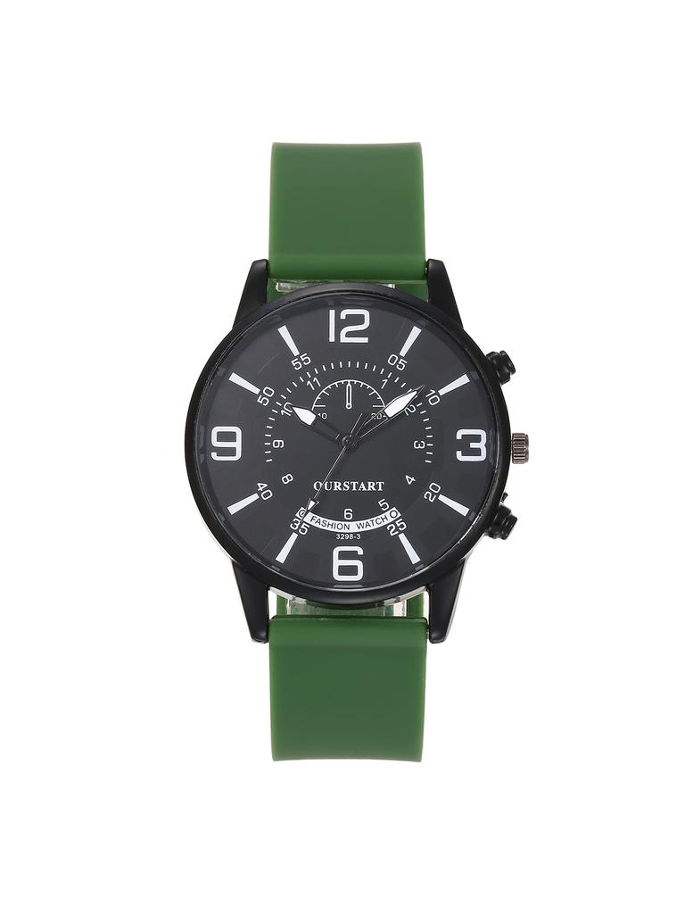 Sporty Ins High-quality Simple Trend Round Dial Pointer Style Silicone Strap Men's Watch