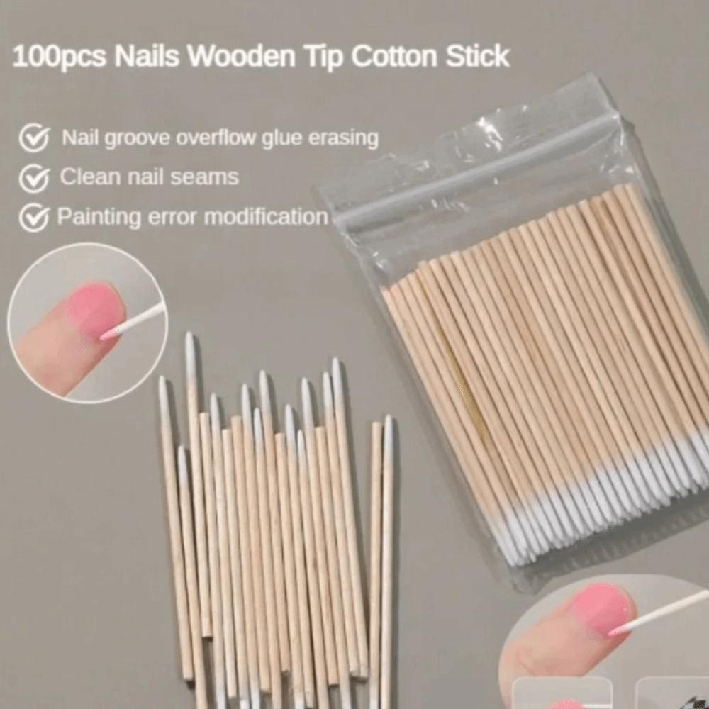 100Pcs Hypoallergenic Double-Tipped Cotton Buds  Eyelash Extension Glue Removing Tools