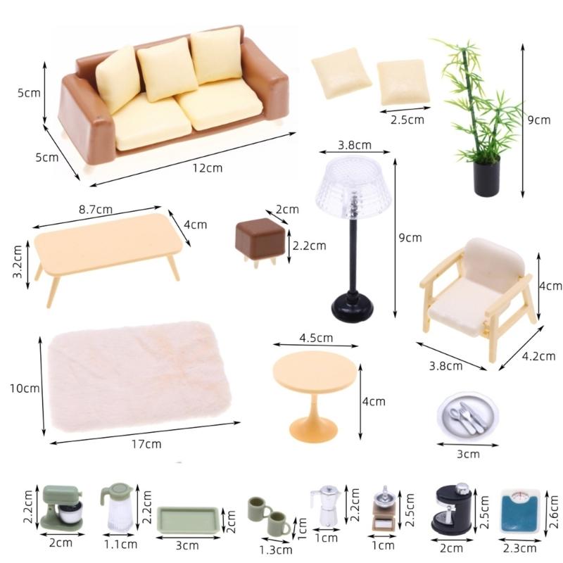 1/12 Scale Miniature Plastic Sofa For DollhouseS Living Room Photography Props And Model Displays