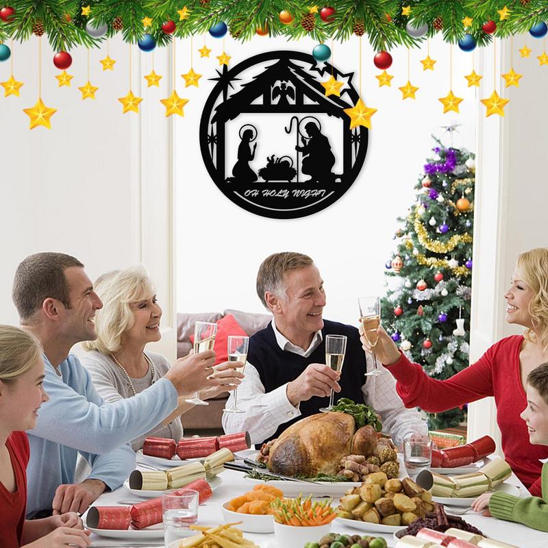 Metal Doğum Sahnesi Noel Demir Doğum Sahnesi Duvar Süsü Rustik Dekorasyon İç Mekan Dış Mekan İsa'nın Doğuşu Duvar Sanatı İçin