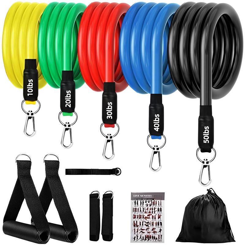 11Pcs/Set Pull Rope Resistance Bands Portable Fitness Equipment Ankle Strap Chest Expander Elastic Exercise Band