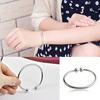 Women's Silver Plated Open Hand Cuff Bracelet Simple Beads Bangle