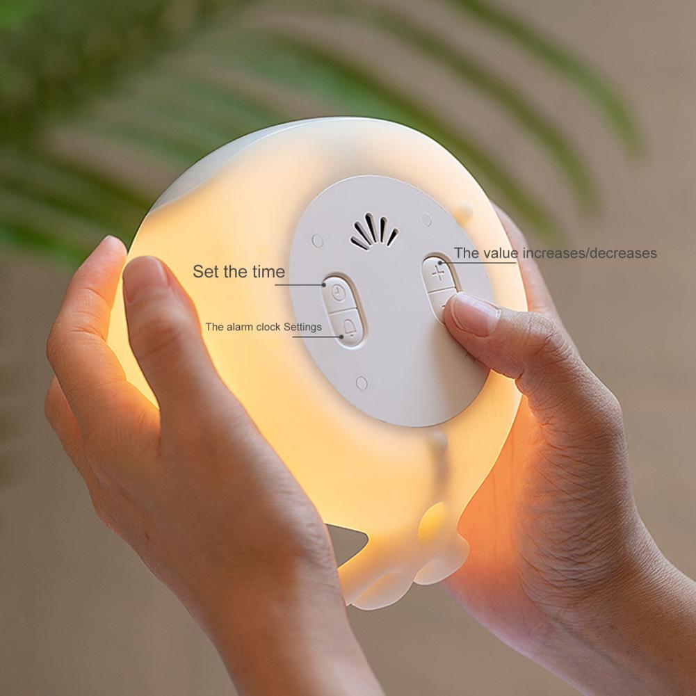 Multifunctional Snooze Function Alarm Clock Touch Sensing Cartoon Bird Digital Alarm Clock Desk Beside Night Light for Children