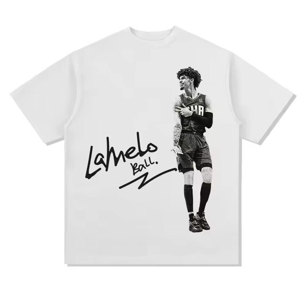 Crew Neck Short‑Sleeve Printed T‑Shirt with Curry, Paul George, LaMelo Ball Kobe, Doncic, Rose Harden, James and Irving Basketball Star Print T-shirt