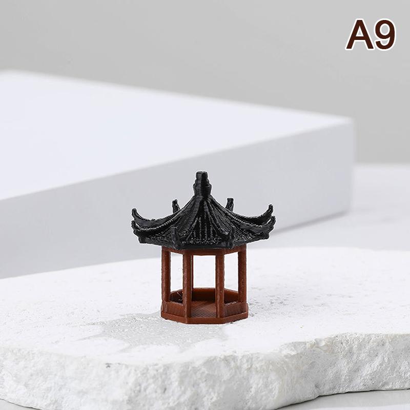 Mini Estatua de Pagoda Modelo de Edificio Antiguo Pabellón Hexagonal Entornos Asiáticos Exóticos Jarrón de Flores Decoración para Acuario Casa de Muñecas
