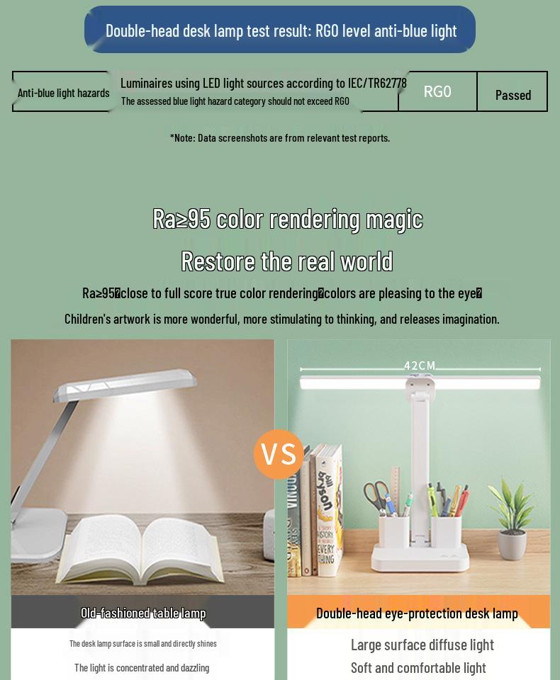 Rechargeable LED Eye-Protection Desk & Bedside Lamp with Pen Holder