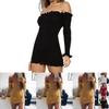 Cotton Solid Color Bodycon Dress With Long Sleeve And High Waist For Women