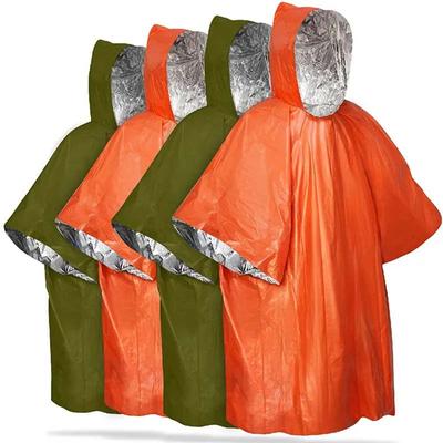 Survival Emergency Rain Poncho Outdoor Thermal Blanket Poncho Waterproof Rainwear Camping Gear Equipment Cold Insulation Emergency Keep Warm Raincoat