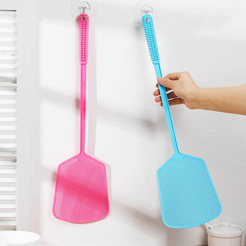 Unbreakable Rubber Long Handle Fly Swatters - 3 Pack