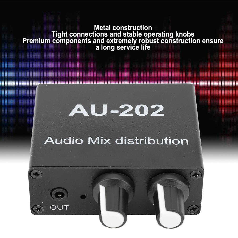 Independent Volume Control Small Sound Mixer 2 In 2 Out Dual-Channel Stereo Mixer  For Headphone