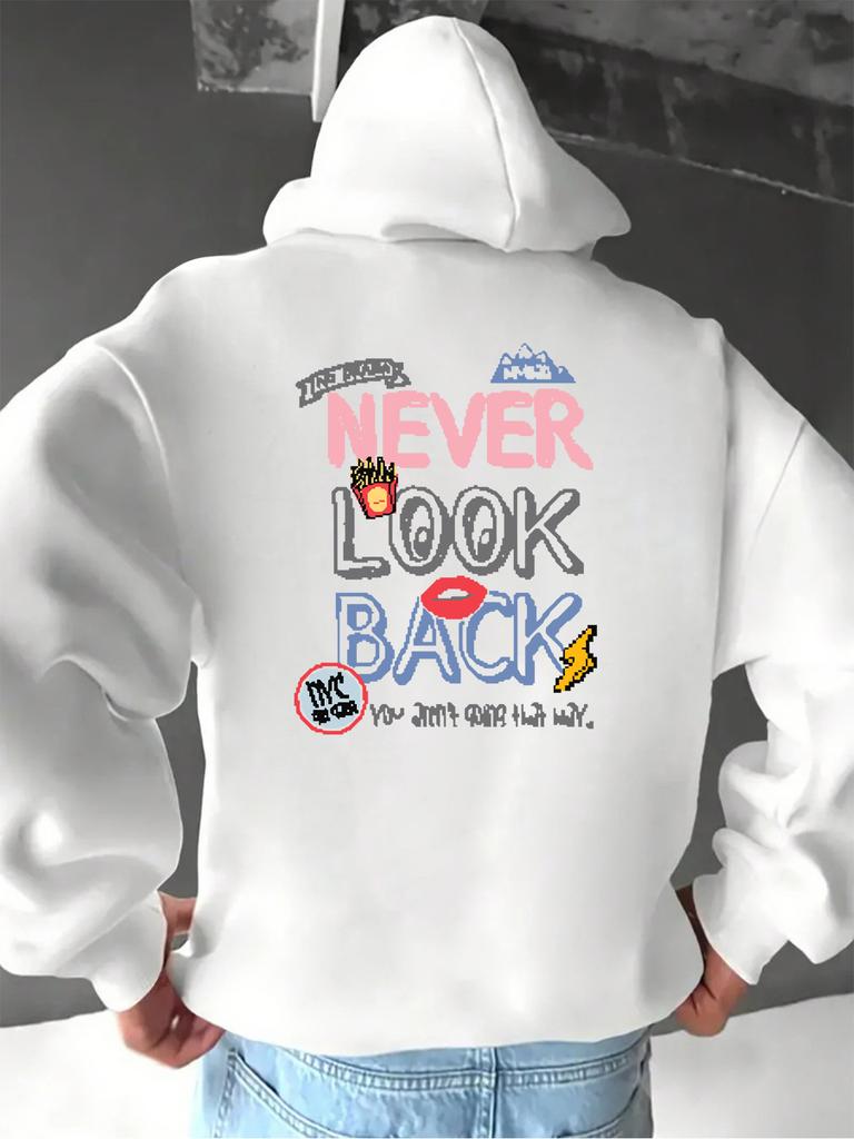Schau niemals zurück Drucke Herren Sweatshirts Warm Locker Trendy Pullover Lässige Sportbekleidung Fleece Herbst Männlich Vintage Basics Oberteil