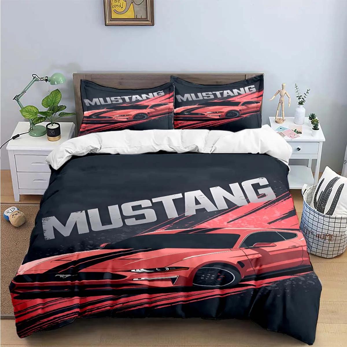 

Модні вишукані постільні комплекти з принтом M-Mustang Вишуканий набір постільної білизни Наволочка Комплект ковдри Постільна білизна Розкішний подарунок AU Single(140*210cm)3pcs