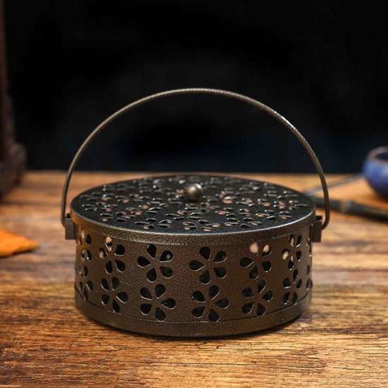 Držák na kadidlo s krytem rukojeti, přenosný, pro vnitřní i venkovní kempování, závěsný, ohnivzdorný kulatý kovový odpuzující spirálový kadidlo