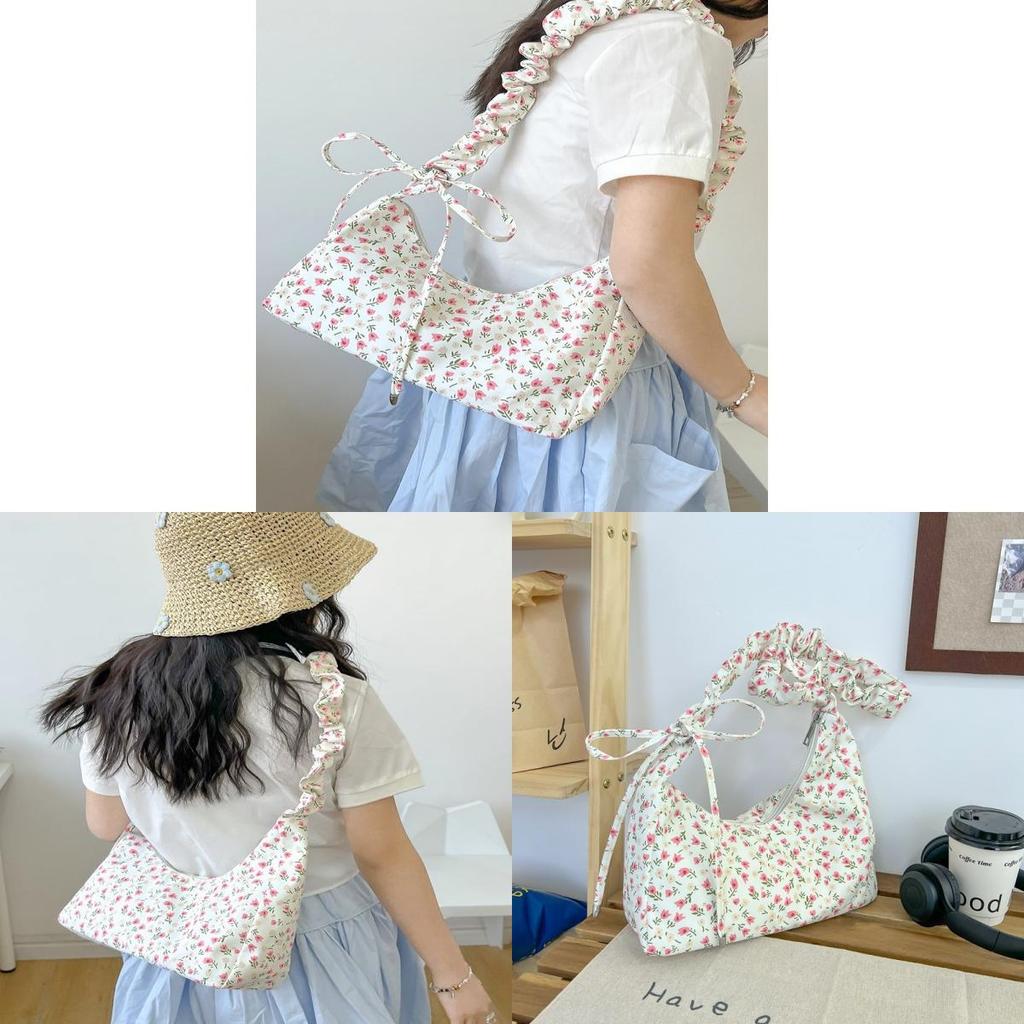 Canvas Bag For Women With Drawstring Closure And Floral Print For Casual Daily Use