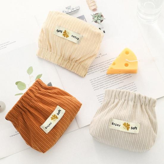 Corduroy Self-Closing Pouch Hair Tie Organizer Portable Snap Closure Pouch Storage Bag for Lipstick
