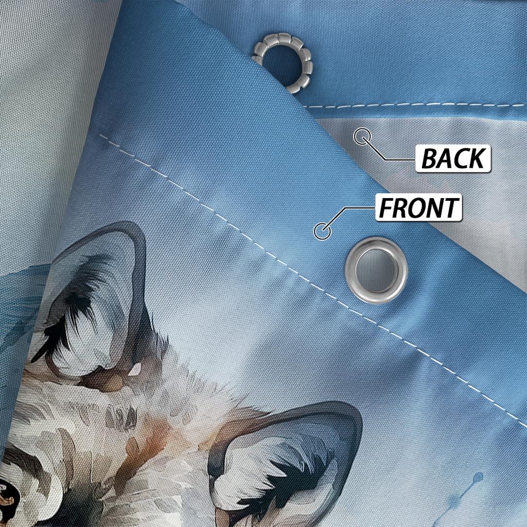 1 Stück Aquarell-Wolfsmuster bedruckter Duschvorhang, wasserdicht und waschbar, mit 12 Haken, Badezimmerdusche, Badewanne, Heimgebrauch