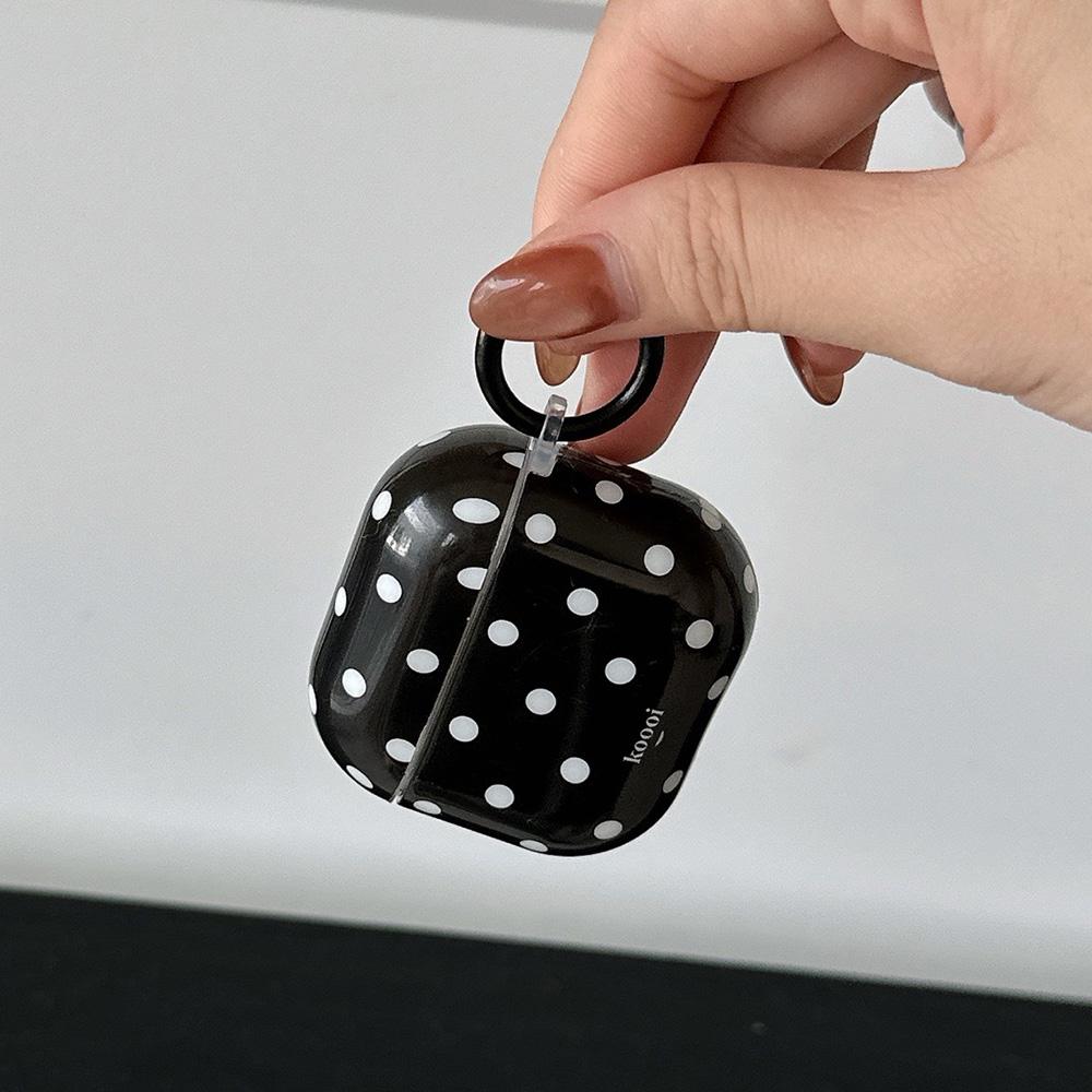 Korea Cute Black Polka Dots With Shockproof Earphone Protection Case Cover For AirPods 4 Pro 2 3 Soft Silicone Shell