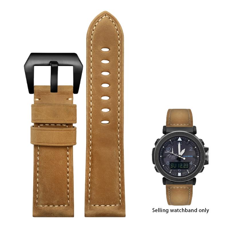 24mm Retro Genuine Leather Strap For Casio PROTREK Series PRW-6600 PRG-600Y PRG-650 PRG-600 Outdoor Sports Watch Accessories 24mm