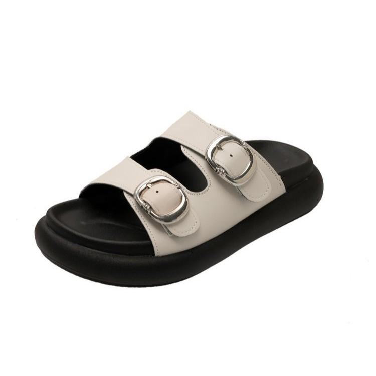 French Platform Slippers Women's Summer Wear Fashion and High Sense 2025 Super Soft New Models with Skirts Going Out Flat Sandals