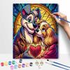 Disney Lady and The Tramp Oil Painting Kit Home Bedroom Wall Decor Handmade Gift Romantic Stained Glass Art Craft Hobby DIY Project Set