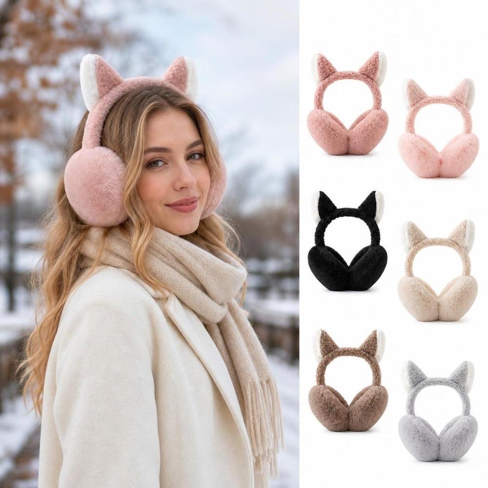 Windproof Cat Ear Earmuffs Soft Plush Winter Ear Warmers  Outdoor Cycling Accessories