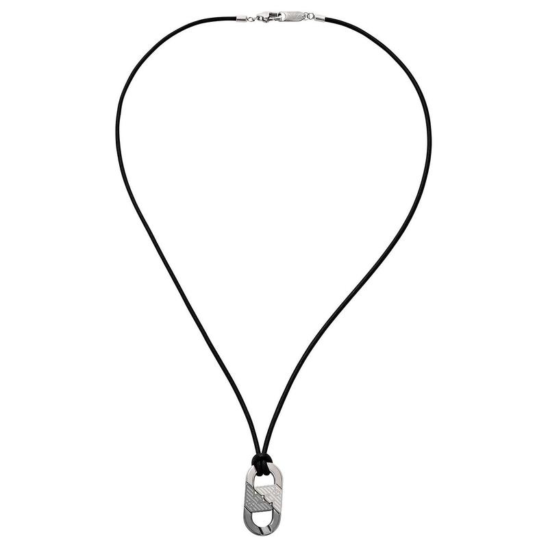 Emporio Armani color block texture design stainless steel necklace men's black EGS3170040
