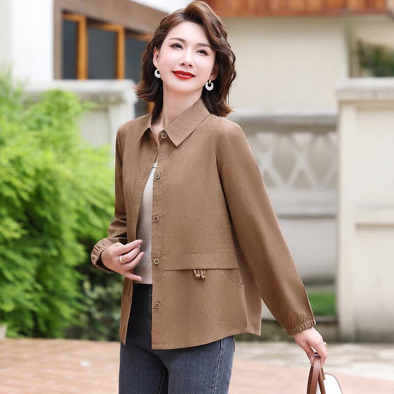 Elegant Spring/Autumn Shirt Jacket for Middle-aged Women
