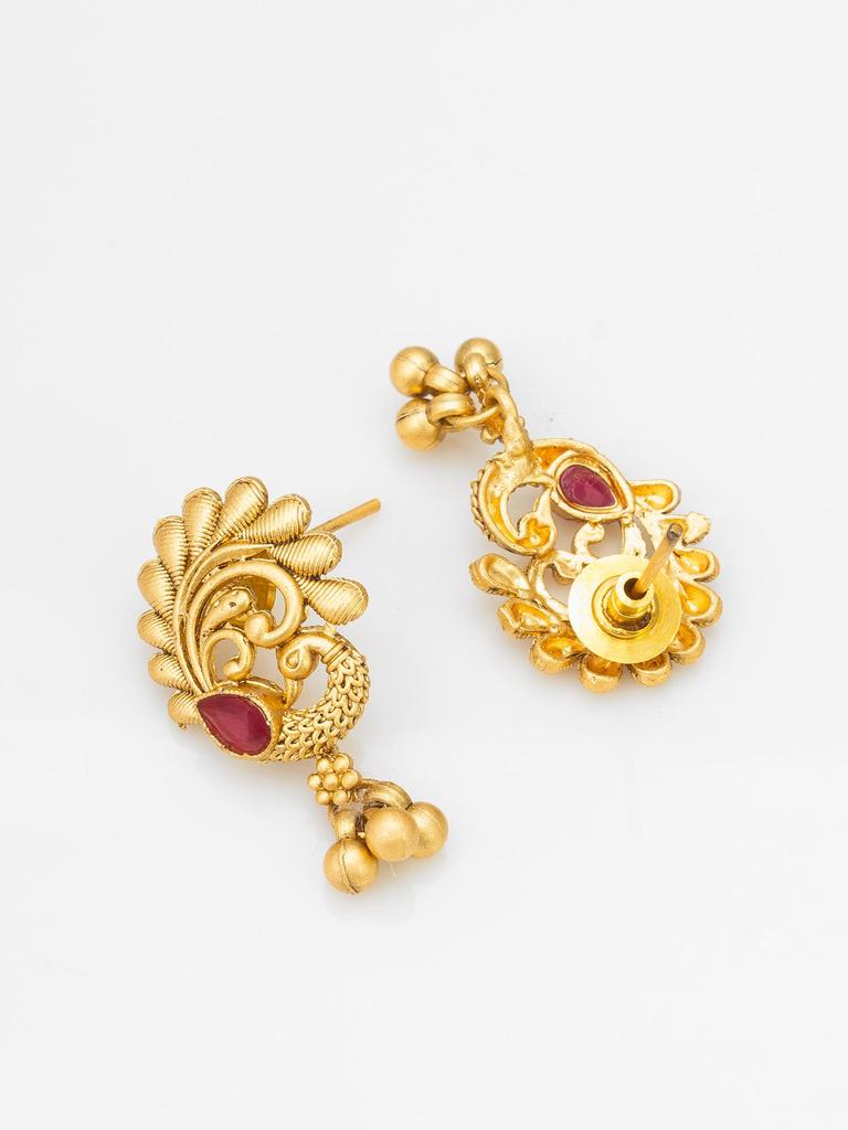 Gold-Plated Multi Stone-Studded & Beaded Jewellery Set