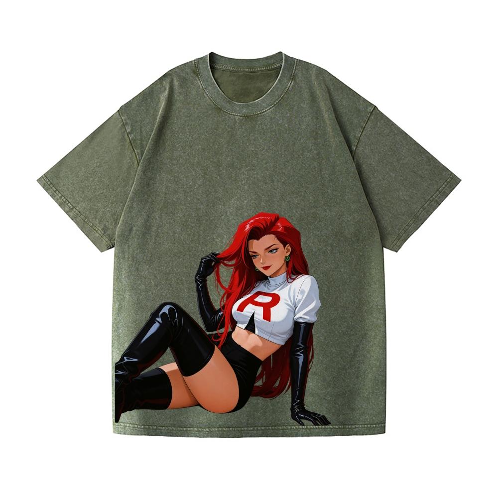 Pokemon Rocket Girl Vintage Wash T-Shirt Man Women Oversized Short Sleeve Tee Casual Top Y2k Summer 2026 Graphic Tee Unisex