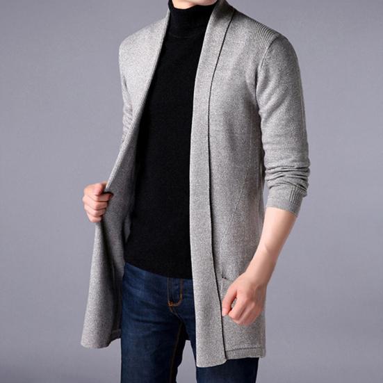 Winter Coat Solid Color Slim Casual Cardigan Warm Men Sweater Coat for Daily Wear