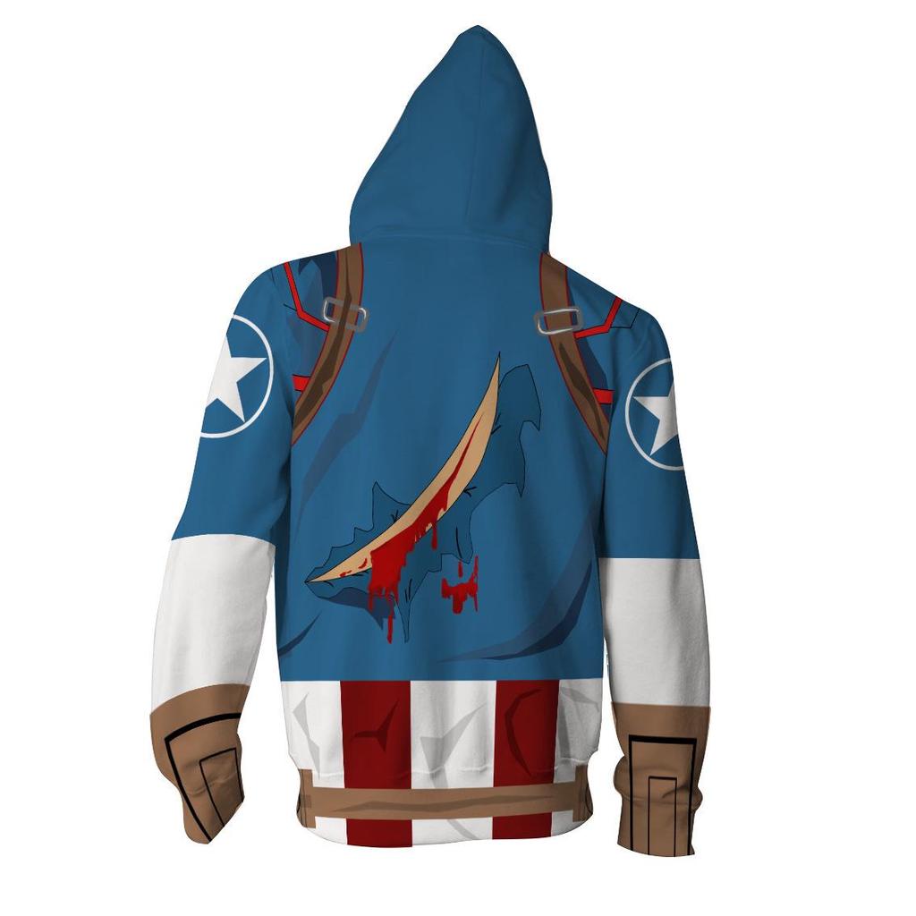 Autumn Men's Captain America Zipper Hoodie Sweatshirt