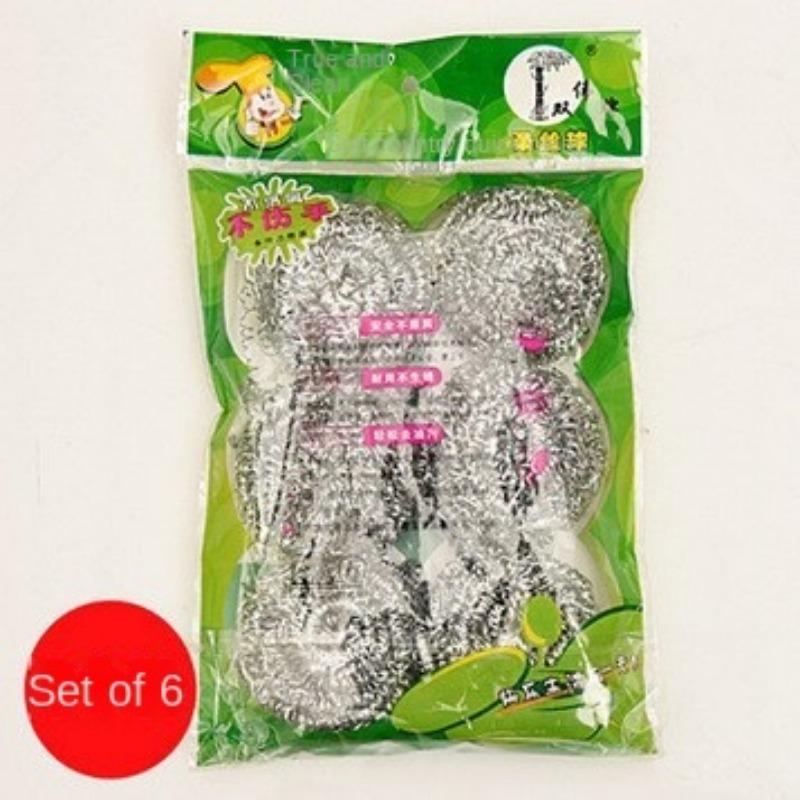 6 Stück Scheuerschwamm - Stahlwolle zum Reinigen von Geschirr Pfannen Töpfen Öfen Grills Edelstahl-Schrubber für Küchenspülen Reinigung