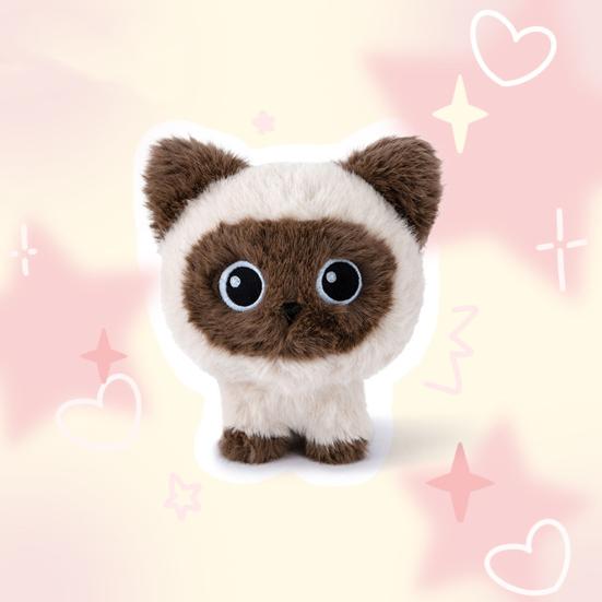 Cute Little Kitten Plush Toy Siamese & Calico Cat Stuffed Animal with Big Eyes Soft PP Cotton Doll Birthday Gift for Cat Lovers