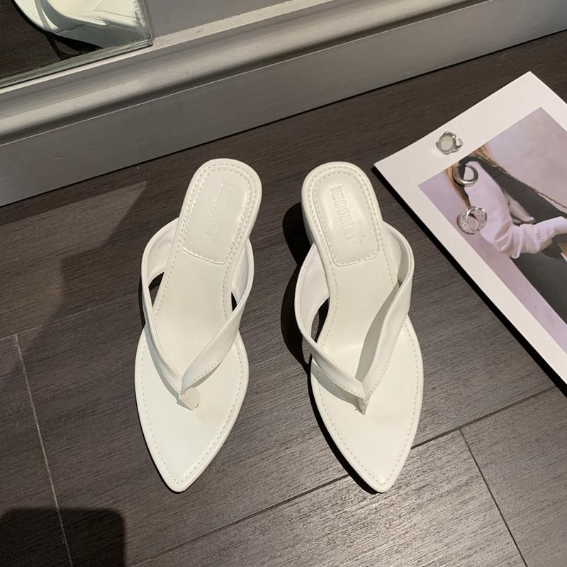 Fashion SUOJIALUN 2024 Summer New Brand Women Slipper Fashion Pointed Toe Slip On Flip Flop High Wedge Heel Ladies Beach Slides Shoes