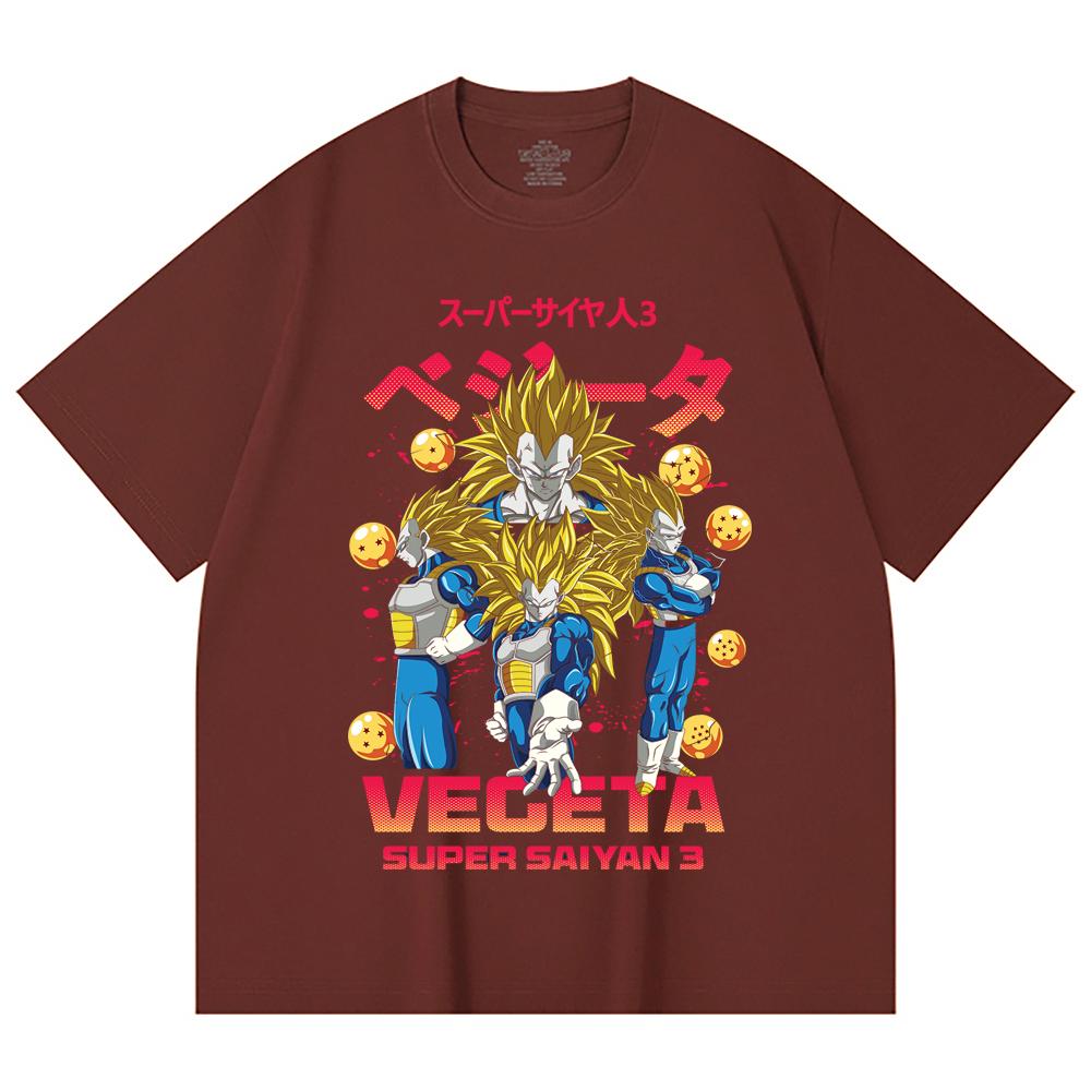 230 Gsm 100% Cotton Dragon Ball V52 Super Saiyan Vegeta Print Unisex Heavy Cotton T Shirt