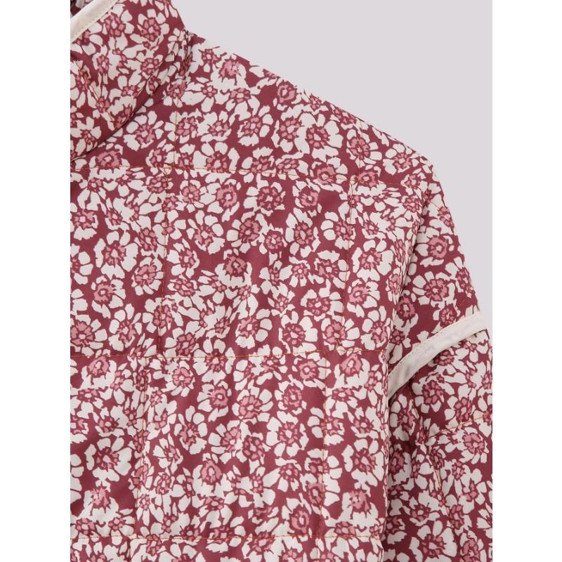 DAFIFY Women's Fashion Casual Flower Pattern Print Autumn Winter Long Sleeve POLO Neck Jackets & Coats