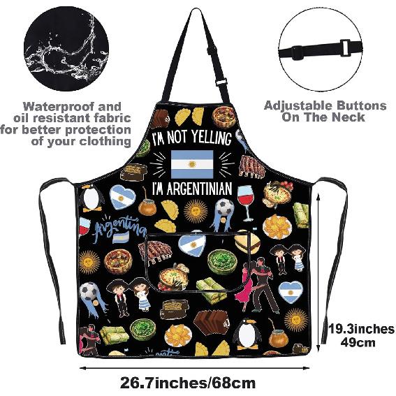 G2TUP Argentina Aprons With Pocket Argentinan Flag Apron Buenos Aires Sun Gifts Argentinian Kitchen Apron