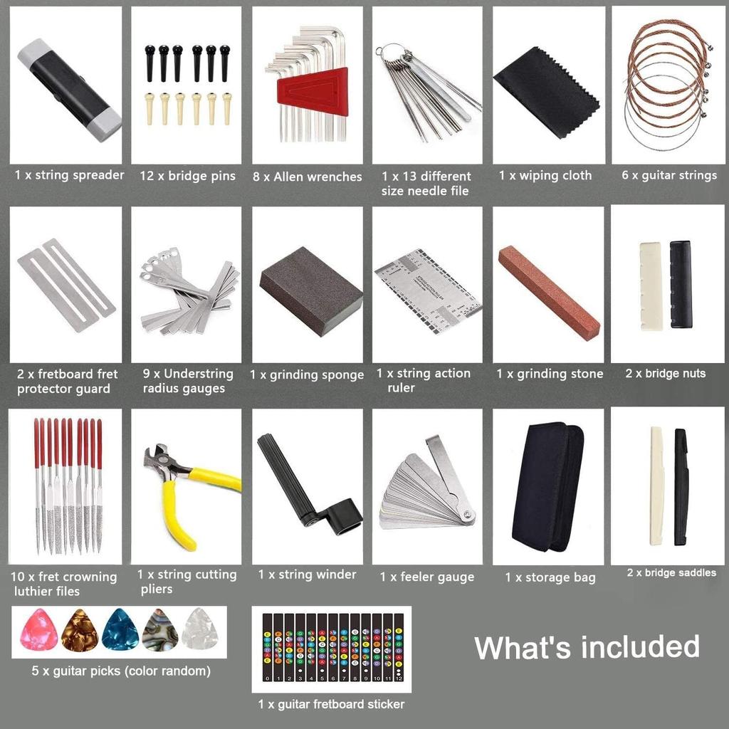 72-piece Complete Guitar Tool Kit Set: Guitar Repair &amp; Maintenance Kit With Comprehensive Guitar Accessories