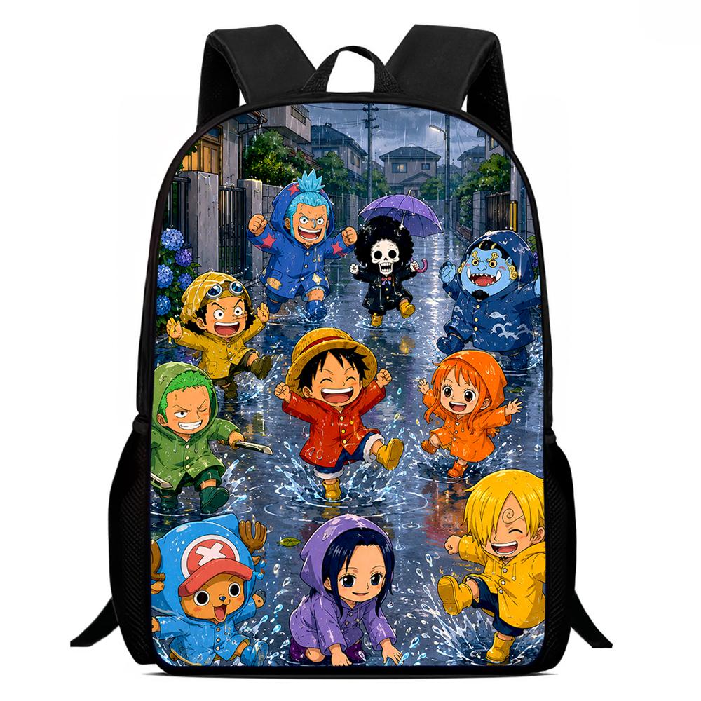 One Piece Mochila Escolar 15-Inch Large Capacity Durable Lightweight Adjustable Cartoon School Backpack Unisex For Kids Age 6-10