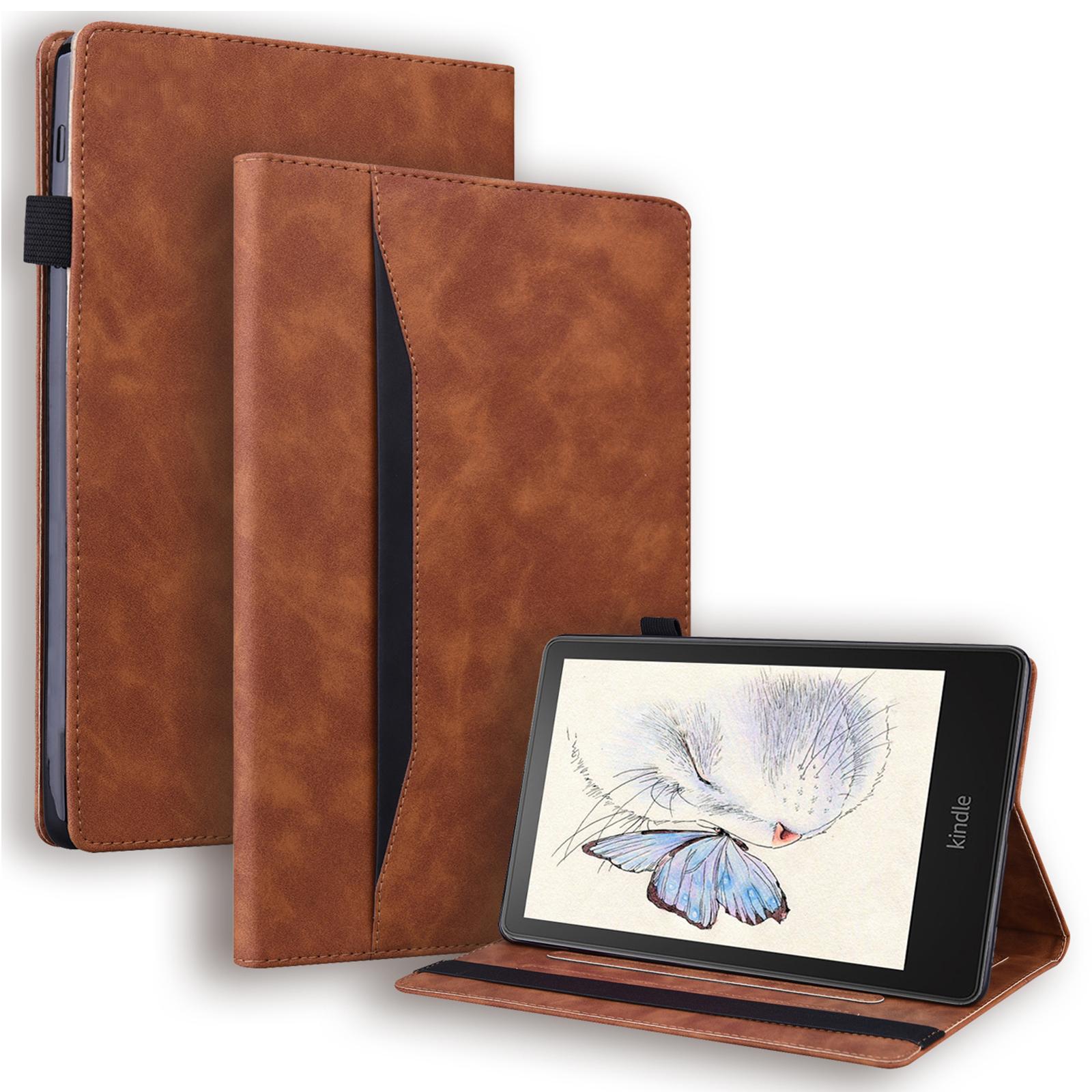 

Для Amazon Kindle Paperwhite (2024) Чехол из искусственной кожи, защитный чехол-книжка для планшета с держателем для карт Brown