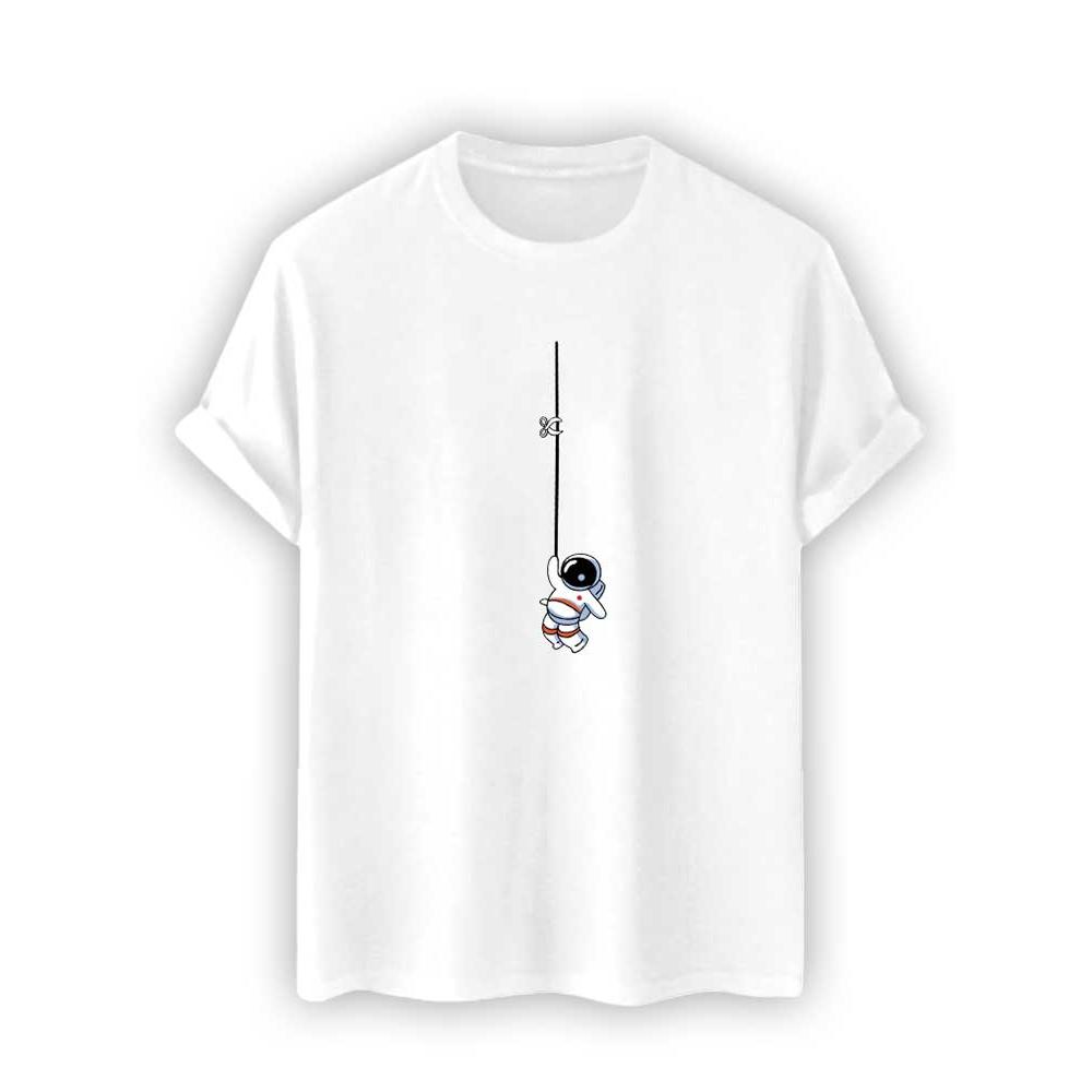 Nihao Heren T-shirt Astronaut Print T-shirt Voor Mannen Eenvoudige Effen Kleding Alledaagse Casual Kleding Oversized Shirt Harajuku Straat Tees L