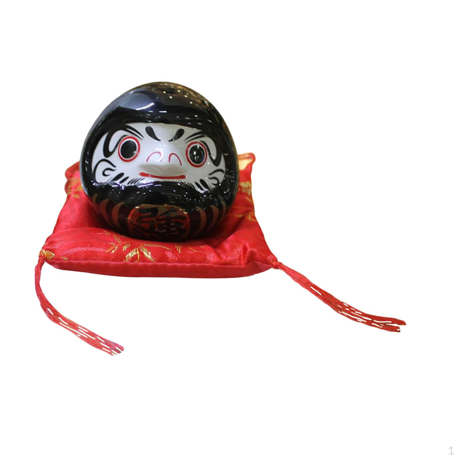 

Ceramic Daruma Money Box, Piggy Bank, Japanese Dharma Pattern Figurine, Smooth Surface, чорний