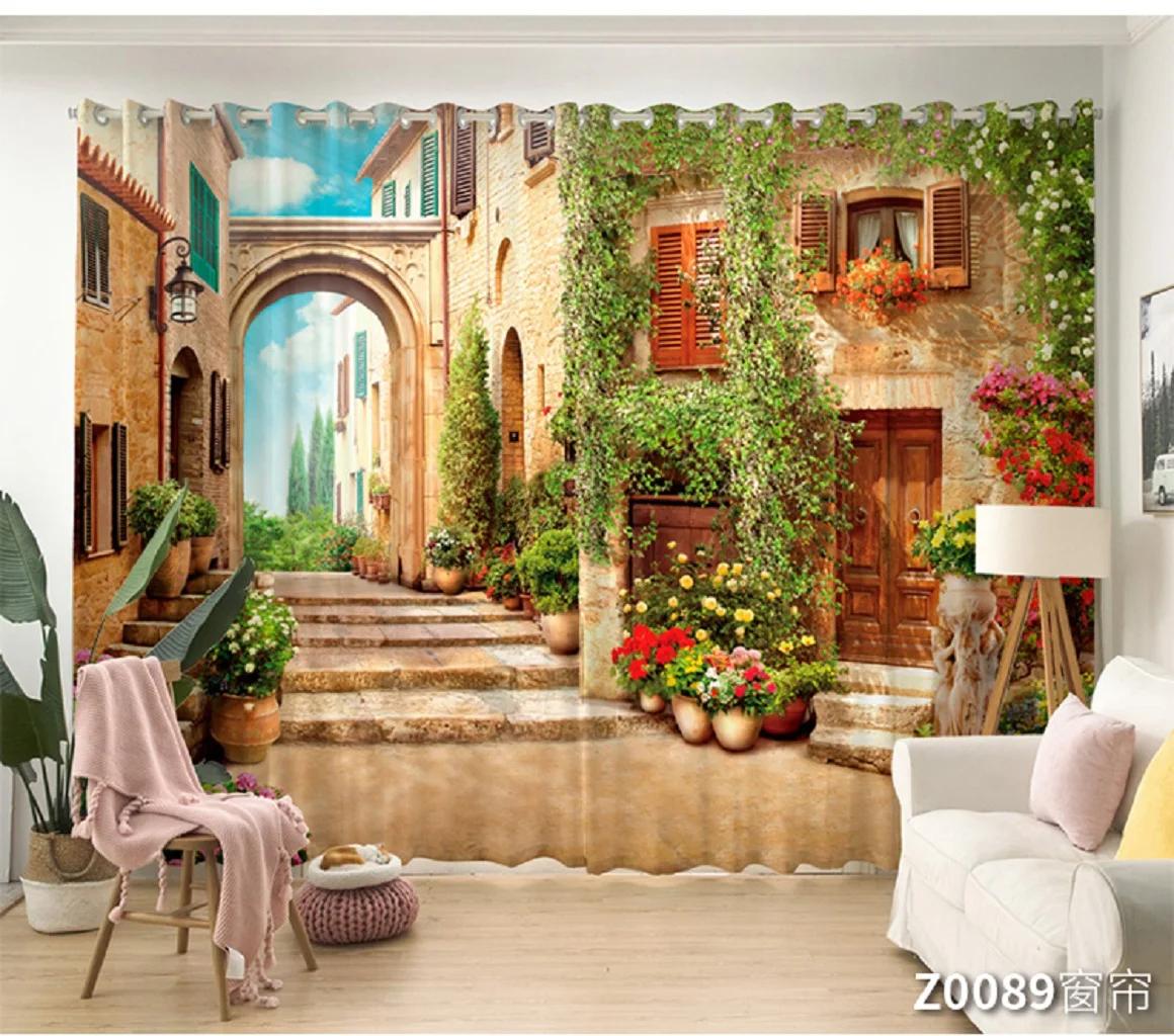 

Архитектурные шторы в европейском стиле, шторы для гостиной, оконные драпировки, садовые дорожки, кухня, спальня, украшение дома 50W160H(CM)x2Panel&Grommet Top