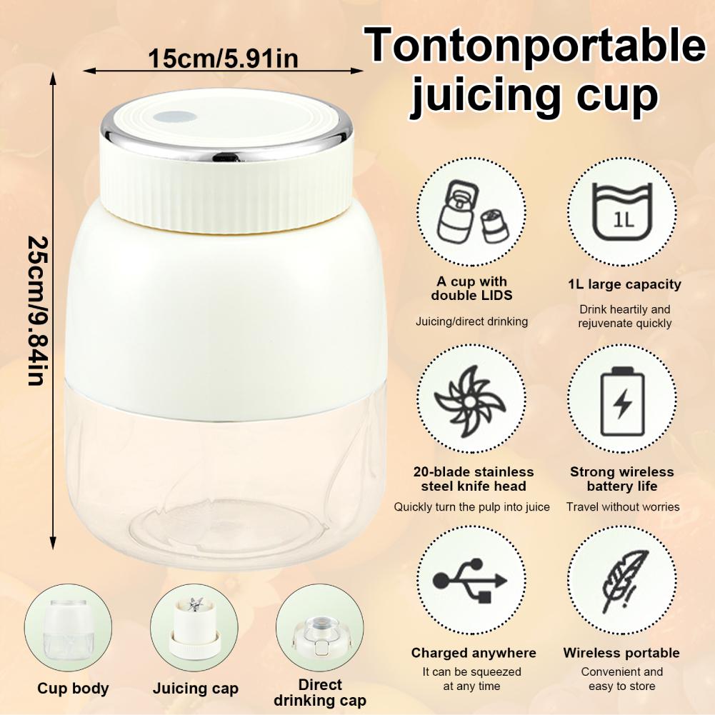 800ML Portable Juicer Blender Electric Juicer Cup Electric Portable Carry Handle Juice Extractor Tons Bucket for Home Traveling