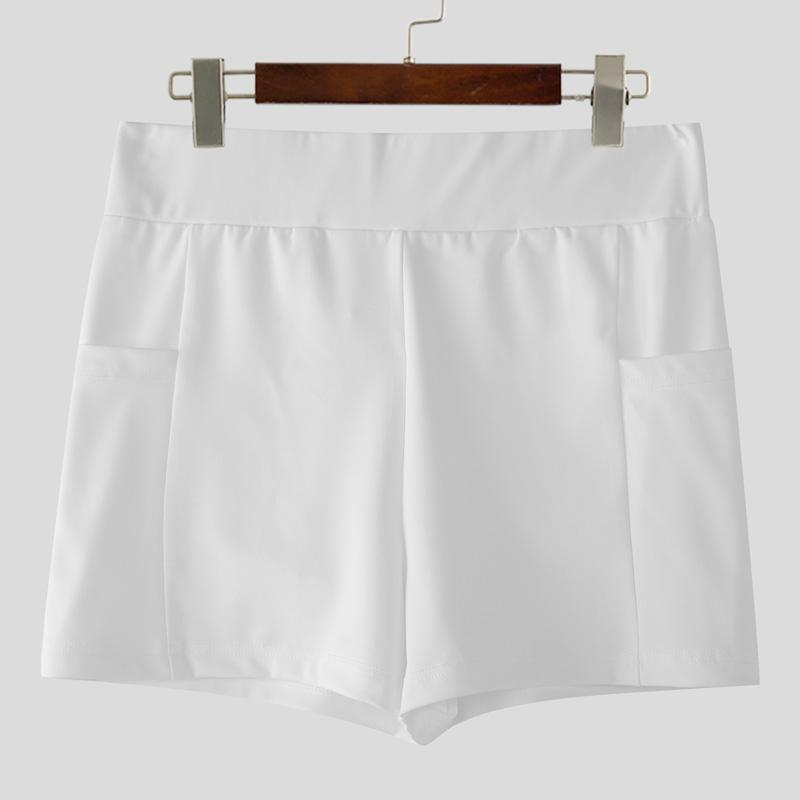 

INCERUN Мужские эластичные однотонные облегающие трусы-шорты для дома XL белый