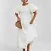 Spring and Summer New Women's Round Neck Puff Sleeve Solid Color Loose Temperament Dress for Women