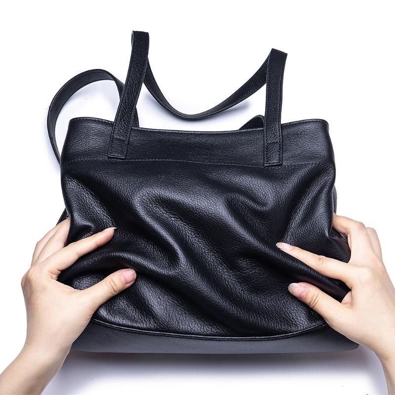 New First-layer Cowhide Versatile Tote Bag Large-capacity Simple Commuter Shoulder Bag Genuine Leather Fashion Portable Women's Bag