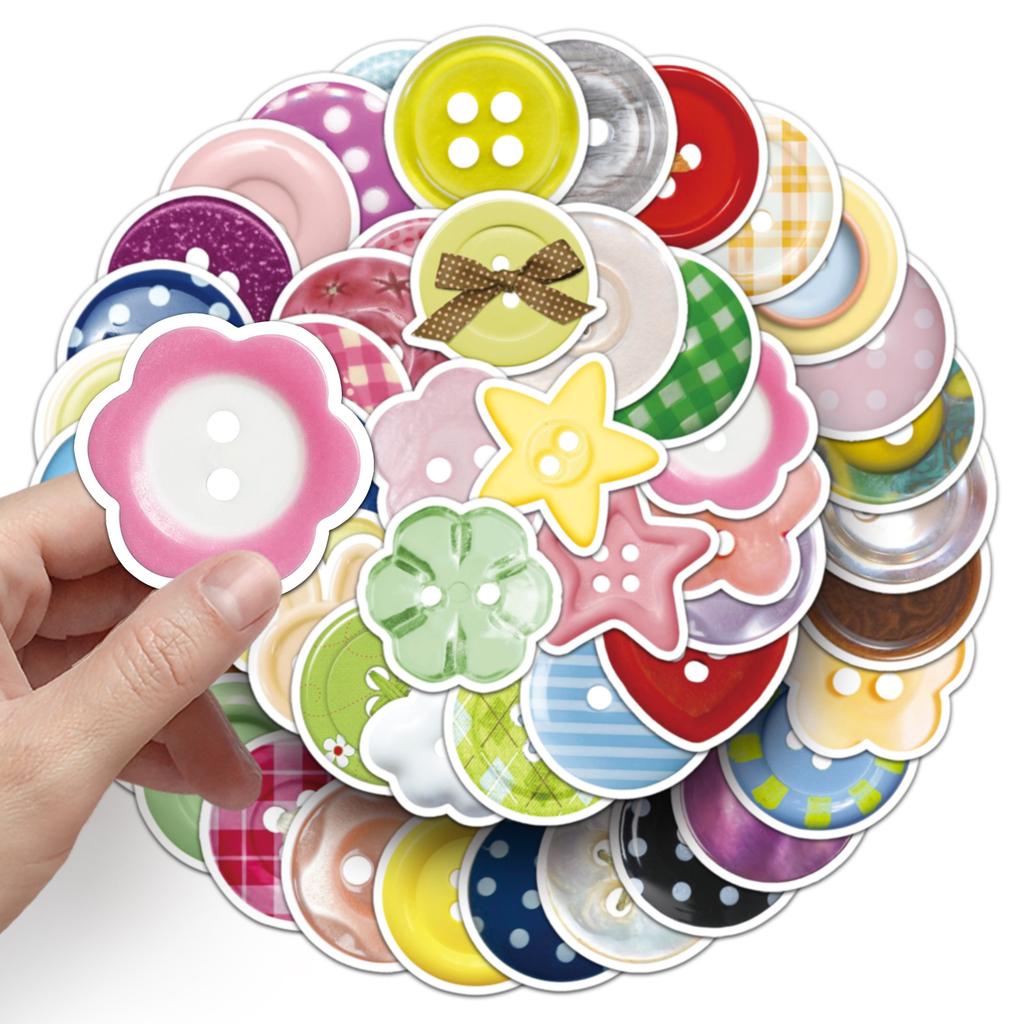50 Colored Button Creative Stickers Personalized and Fresh Decorative Mobile Phone Laptop Gauze Stickers