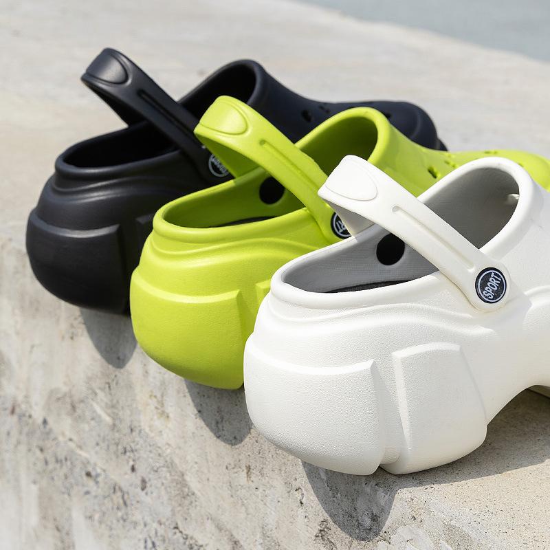 Thick-soled heightening hole shoes popular women's outer wear office non-slip breathable operating room bag head half slippers women's summer