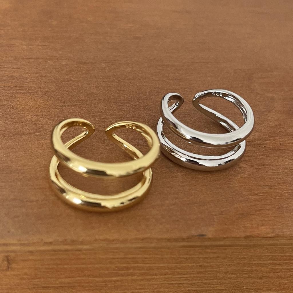 925 Sterling Silver Rings For Women Men Fine Jewelry Finger Adjustable Open Double Layers Gold Ring For Party Birthday Gift